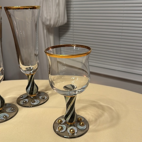 Mackenzie-Childs Rare Whimsical Wine/ Water Goblet Glass - Picture 1 of 6